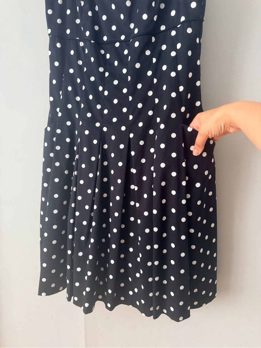 Ralph Lauren Polka Dot Square Neck A-Line Mini Dress - Black/White Size 12 - Picture 4 of 6